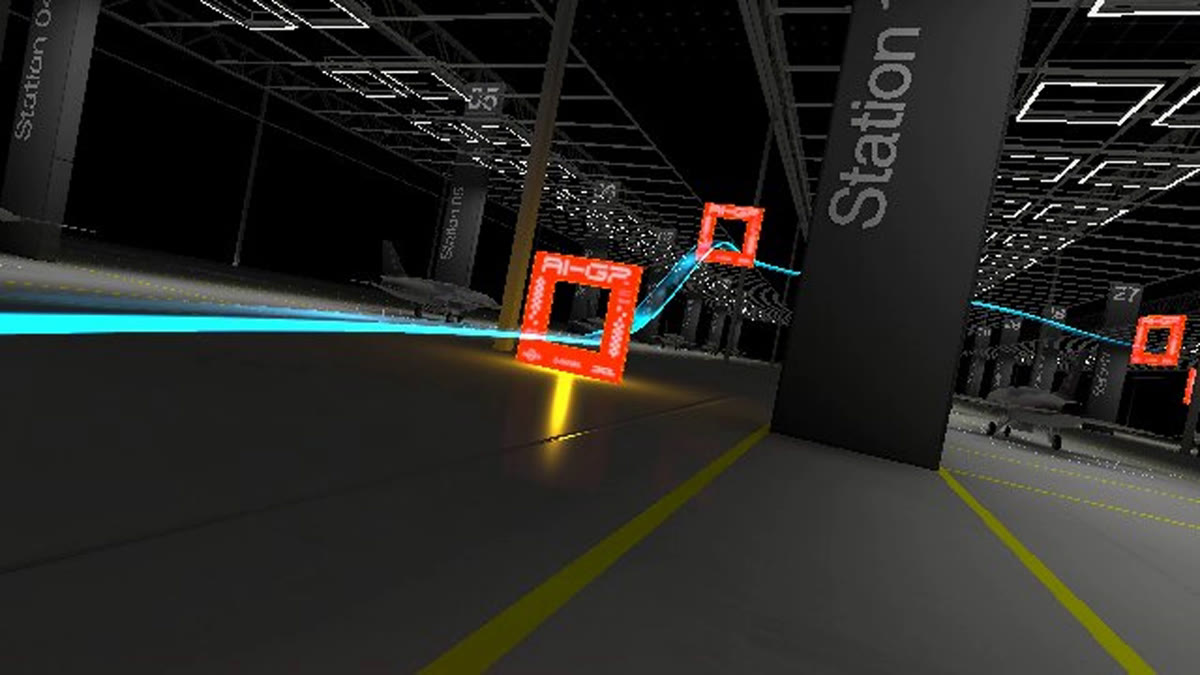 Banking between gates in the hangar course